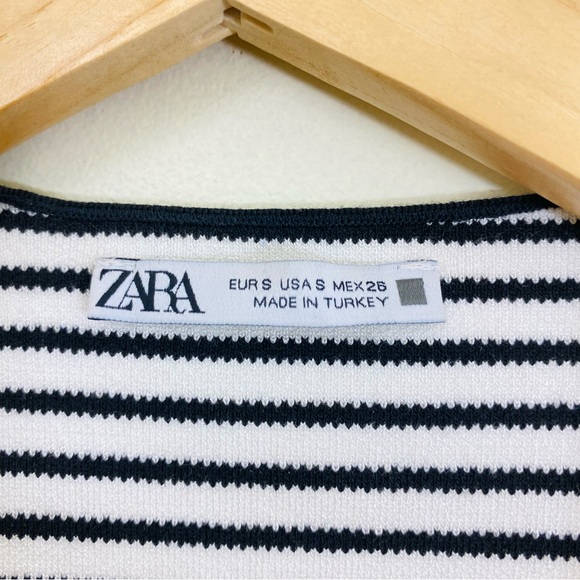 New Zara Stripe Black and White Jersey Stretch Tank Top Sleeveless blouse Size S - Picture 4 of 8